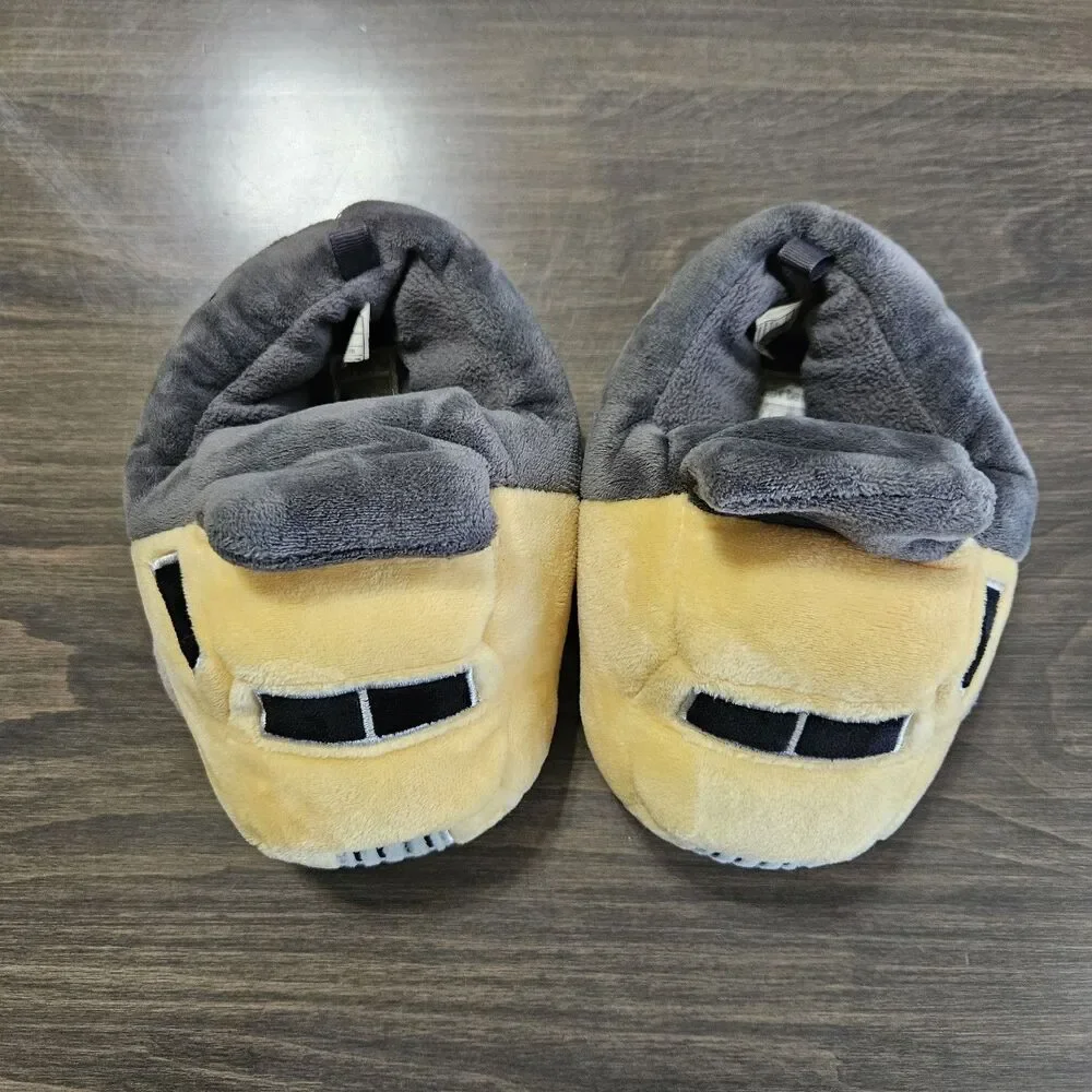 Carter's Toddler Boy Truck Slippers Yellow Grey Plush Soft